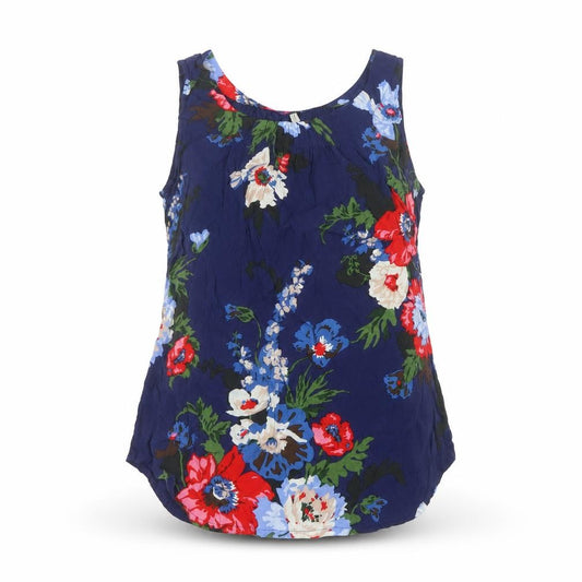 Joules Women Blue Floral Viscose UK 12 Camisole Tank Top