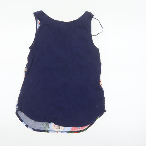 Joules Women Blue Floral Viscose UK 12 Camisole Tank Top