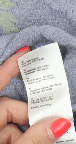 Joules Women Blue Floral Viscose UK 12 Camisole Tank Top