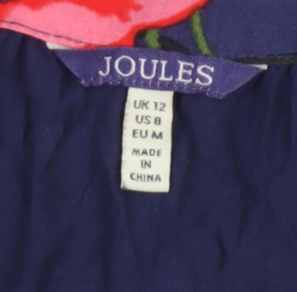 Joules Women Blue Floral Viscose UK 12 Camisole Tank Top