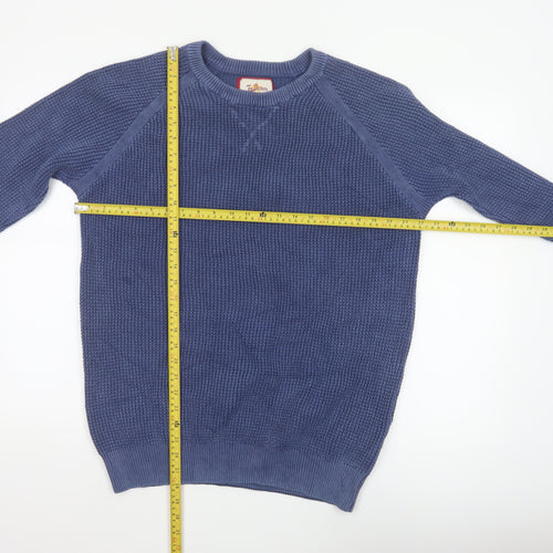 Joe Browns Men's Blue L Chunky Knit Crew Neck Cotton Pullover Jumper