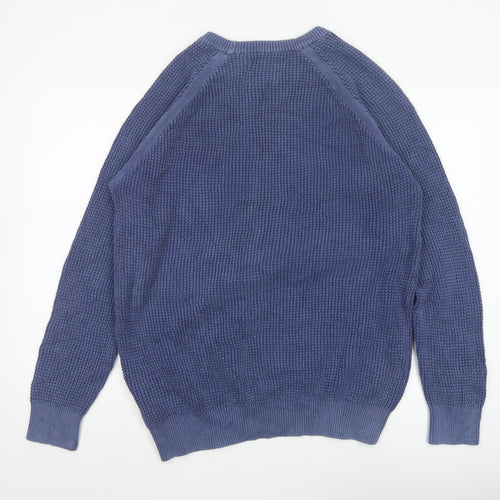 Joe Browns Men's Blue L Chunky Knit Crew Neck Cotton Pullover Jumper