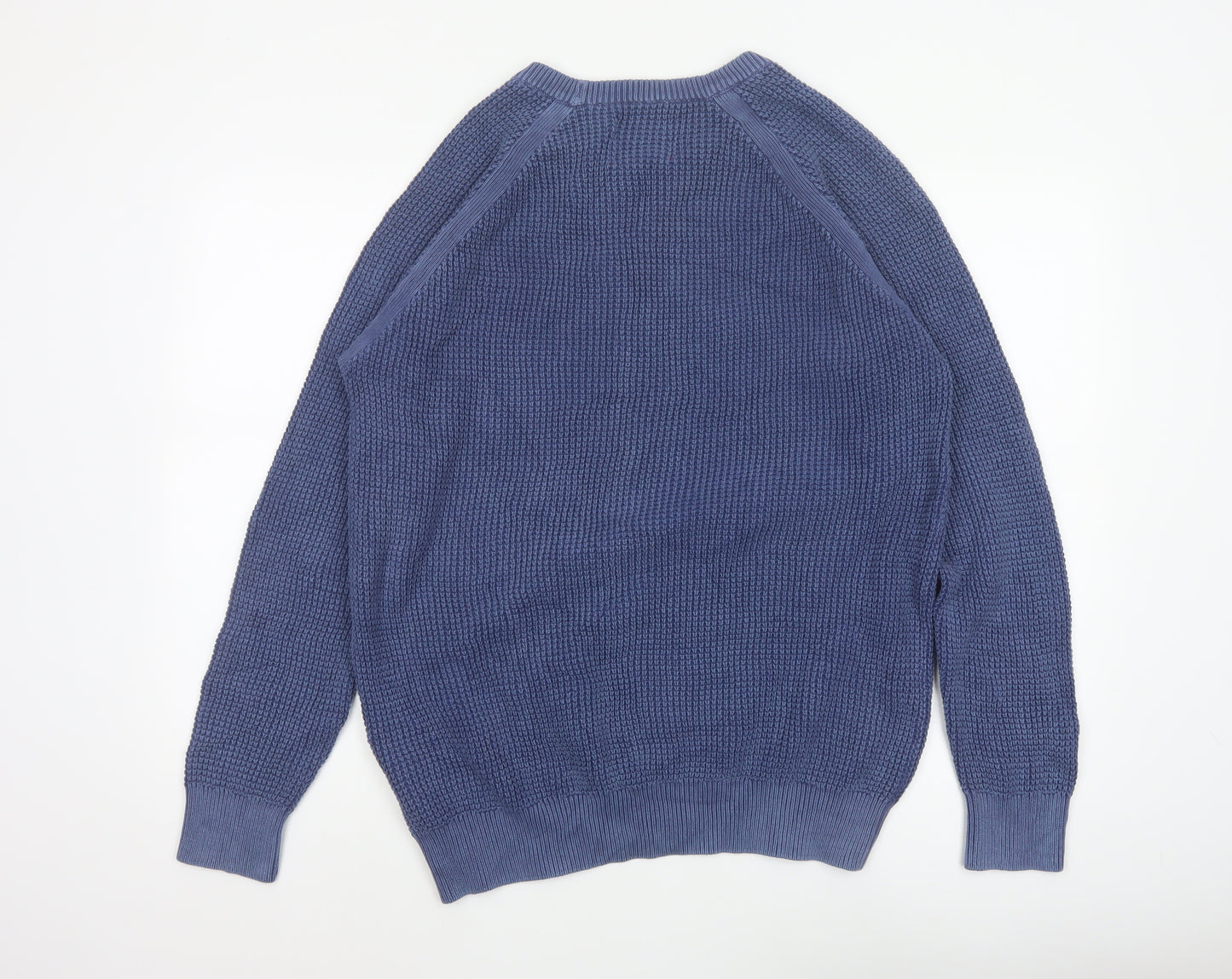 Joe Browns Men's Blue L Chunky Knit Crew Neck Cotton Pullover Jumper