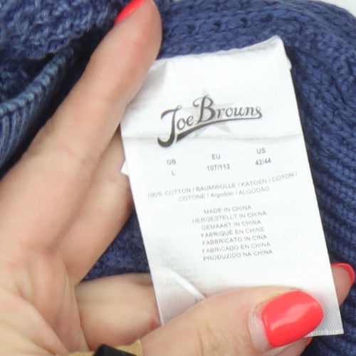 Joe Browns Men's Blue L Chunky Knit Crew Neck Cotton Pullover Jumper