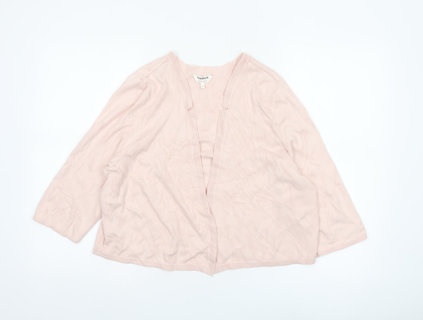Studio 8 Women Pink Size 22 Open Knit 3/4 Sleeve Cardigan