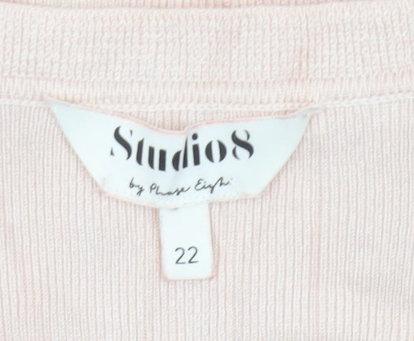 Studio 8 Women Pink Size 22 Open Knit 3/4 Sleeve Cardigan