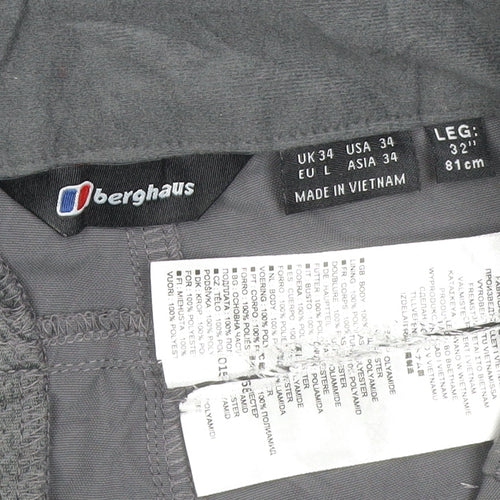 Berghaus Men’s Grey Pants UK 34 W34 L32 Water Resistant