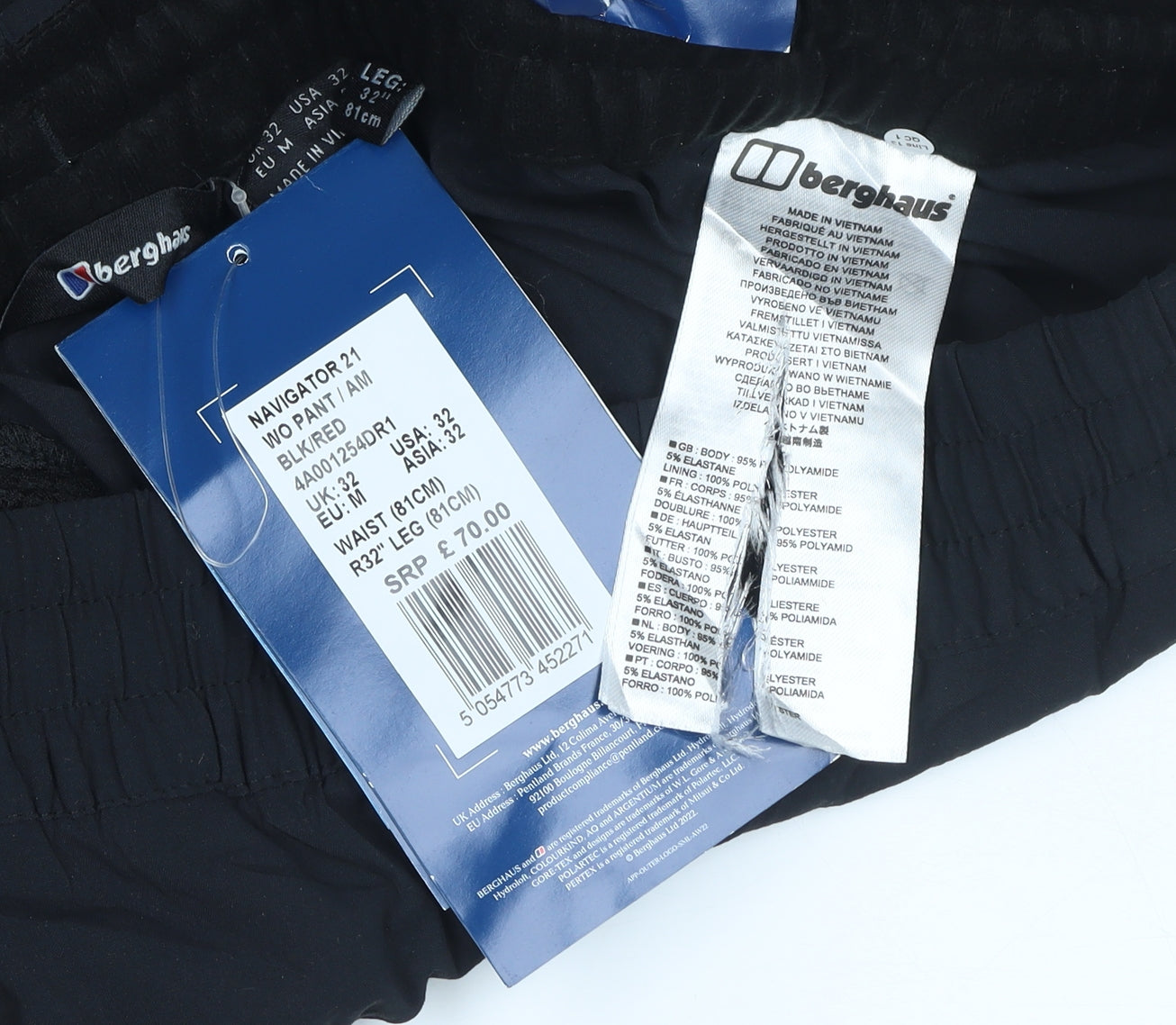 Berghaus Men’s Black 32R Navigator 2.1 Outdoor Trousers