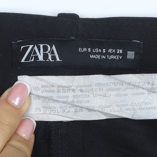 Zara Women Black UK 8 Straight Leg Stretch Tailored Trousers Workwear