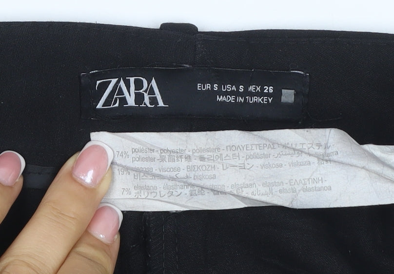 Zara Women Black UK 8 Straight Leg Stretch Tailored Trousers Workwear