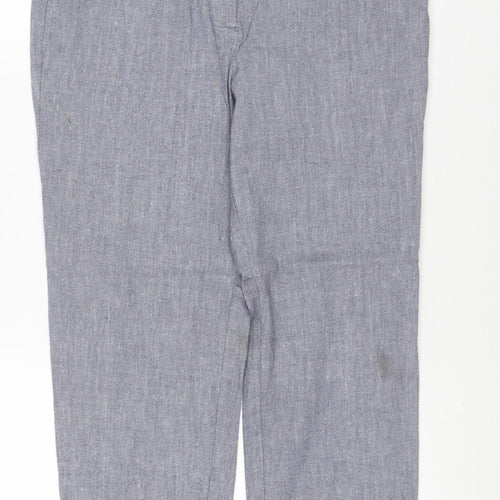 Next Women Grey UK 12 Linen Blend Straight Trousers Pockets