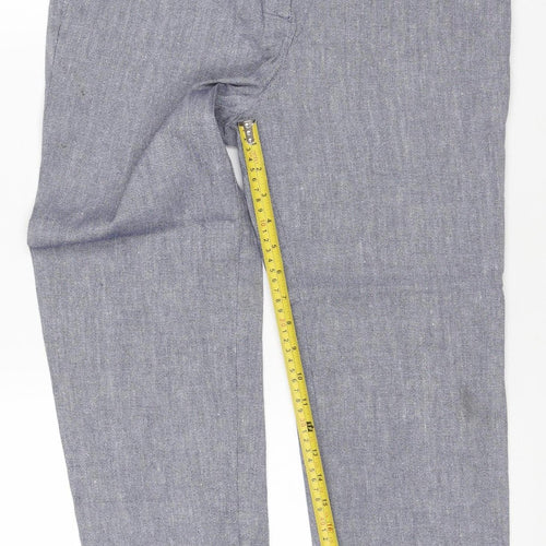 Next Women Grey UK 12 Linen Blend Straight Trousers Pockets