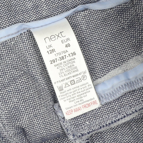Next Women Grey UK 12 Linen Blend Straight Trousers Pockets