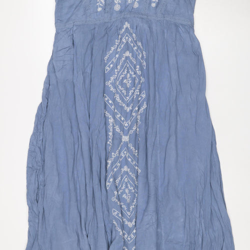M&S Women’s Blue UK 16 Bohemian Floral Embroidered Maxi Dress