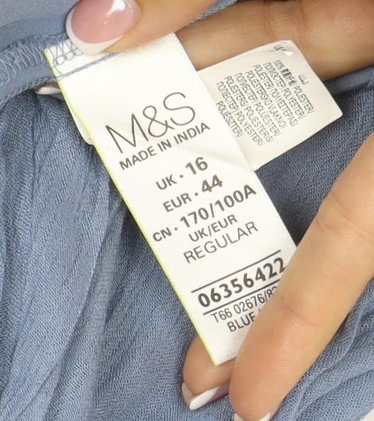 M&S Women’s Blue UK 16 Bohemian Floral Embroidered Maxi Dress