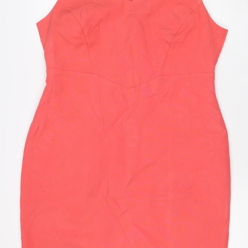 Dorothy Perkins Women Pink UK 16 Knee Length Sheath Cut Out Dress