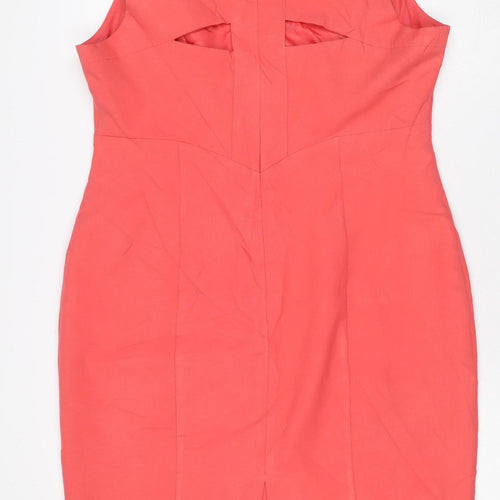 Dorothy Perkins Women Pink UK 16 Knee Length Sheath Cut Out Dress
