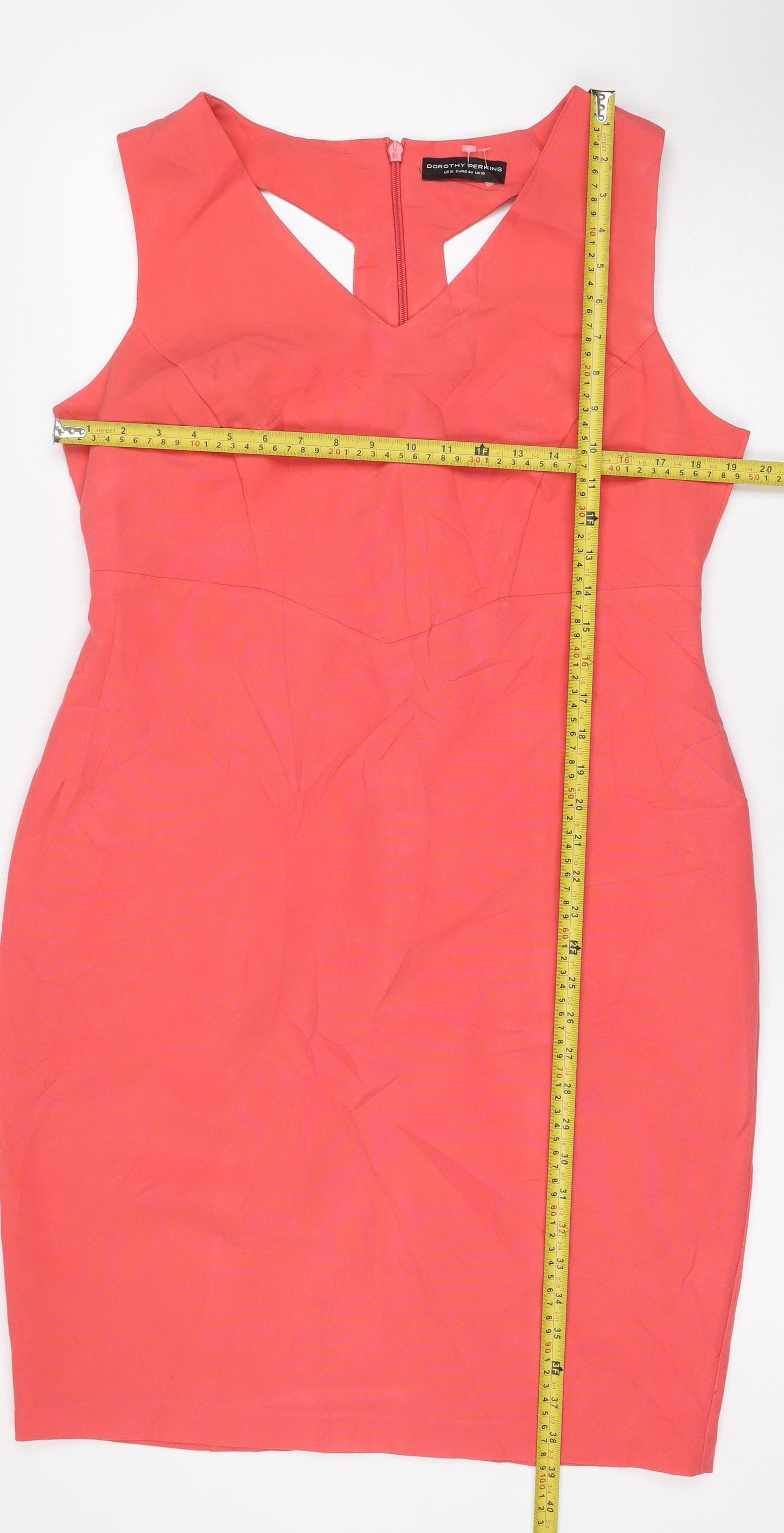 Dorothy Perkins Women Pink UK 16 Knee Length Sheath Cut Out Dress