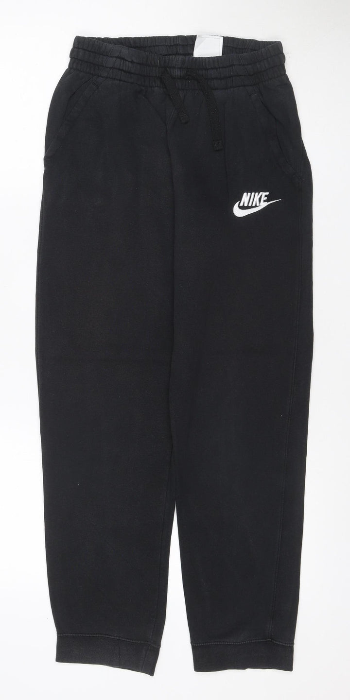 Nike Boys Black 158 Jogger Sweatpants Cotton Blend Drawstring Logo