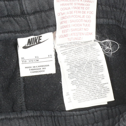 Nike Boys Black 158 Jogger Sweatpants Cotton Blend Drawstring Logo