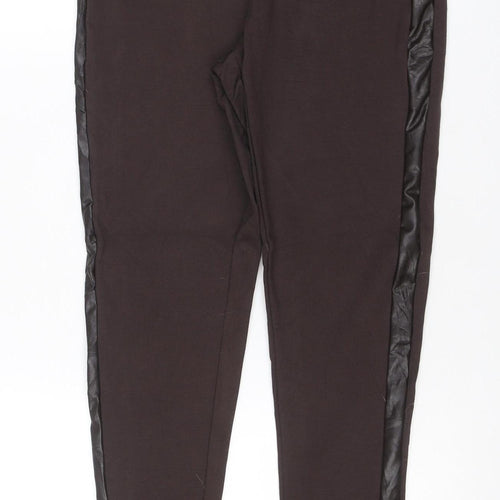 Marks and Spencer Women's Black UK 12 Regular Faux Leather Panel Leggings