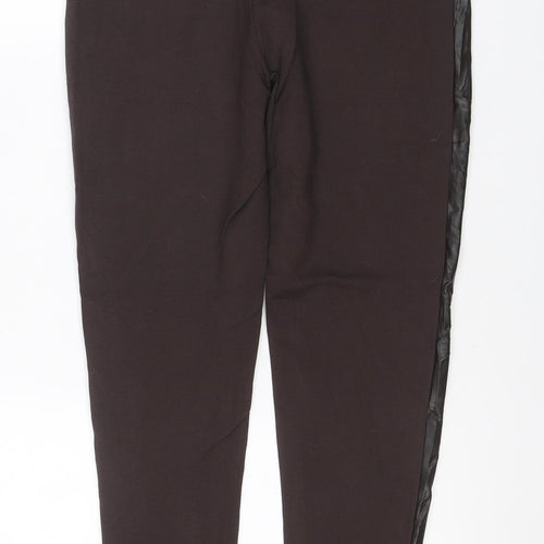 Marks and Spencer Women's Black UK 12 Regular Faux Leather Panel Leggings
