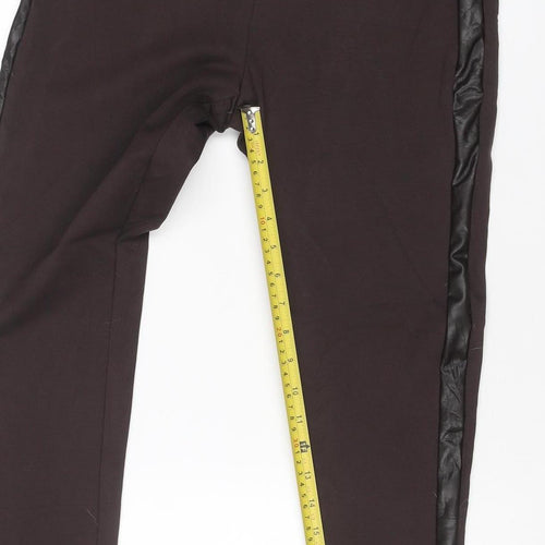 Marks and Spencer Women's Black UK 12 Regular Faux Leather Panel Leggings
