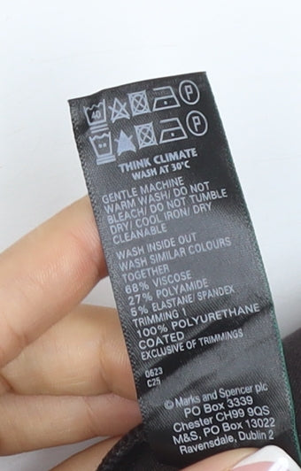 Marks and Spencer Women's Black UK 12 Regular Faux Leather Panel Leggings