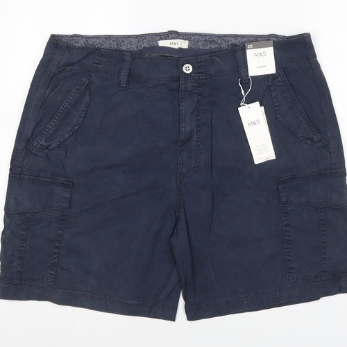 M&S Women’s Navy Blue Size 20 Lyocell Cotton Stretch Cargo Shorts