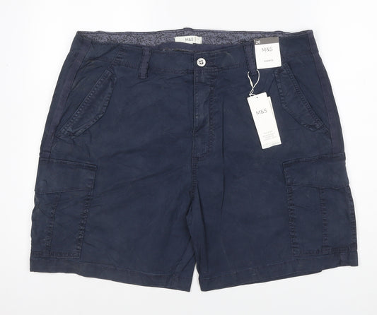 M&S Women’s Navy Blue Size 20 Lyocell Cotton Stretch Cargo Shorts
