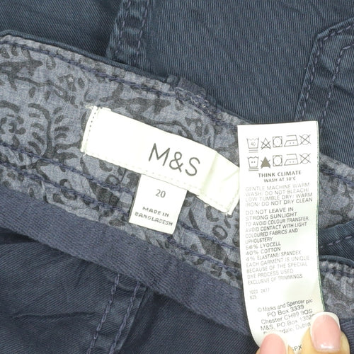 M&S Women’s Navy Blue Size 20 Lyocell Cotton Stretch Cargo Shorts