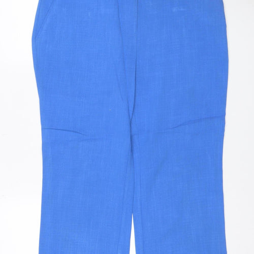Next Women’s Blue Linen Blend Tailored Straight Trousers UK 12