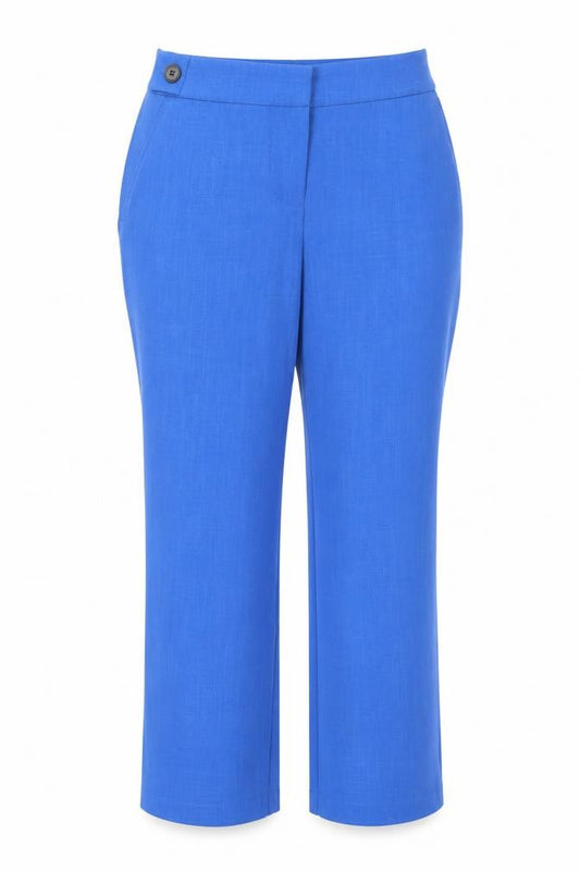 Front view of Next Women’s Blue Linen Blend Tailored Straight Trousers UK 12