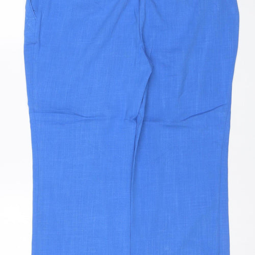 Next Women’s Blue Linen Blend Tailored Straight Trousers UK 12