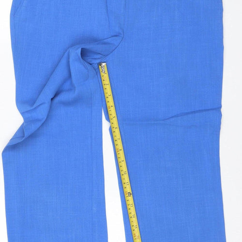 Next Women’s Blue Linen Blend Tailored Straight Trousers UK 12
