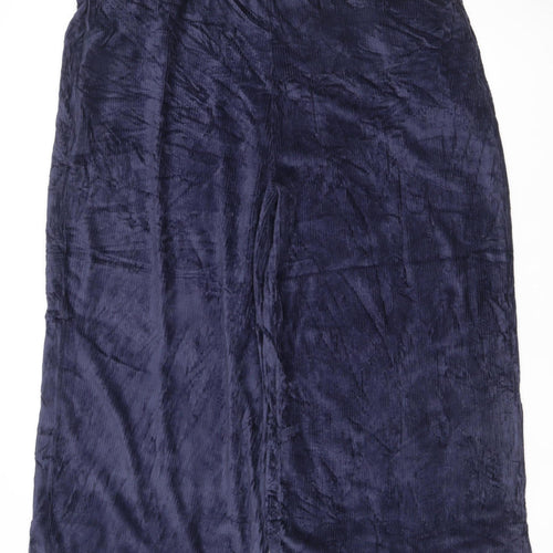 M&S Collection Women’s Navy Blue Velvet Trousers UK 22 Short Stretch