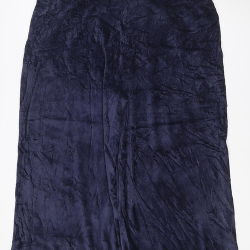 M&S Collection Women’s Navy Blue Velvet Trousers UK 22 Short Stretch