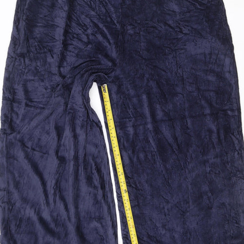 M&S Collection Women’s Navy Blue Velvet Trousers UK 22 Short Stretch