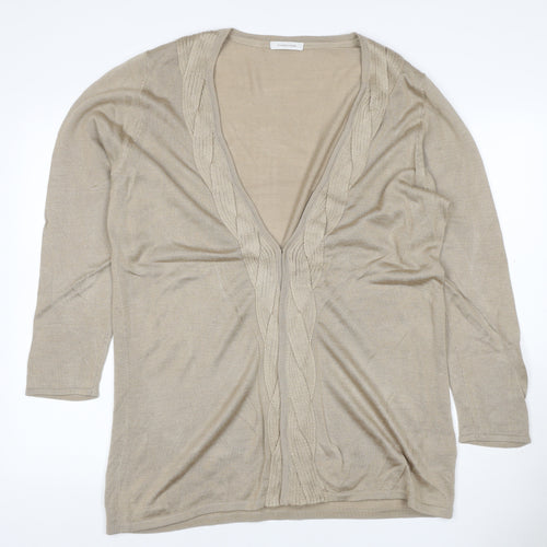 Windsmoor Women’s Beige L Open Cable-Knit V-Neck Longline Cardigan