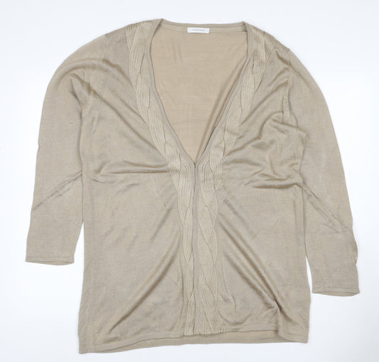 Windsmoor Women’s Beige L Open Cable-Knit V-Neck Longline Cardigan