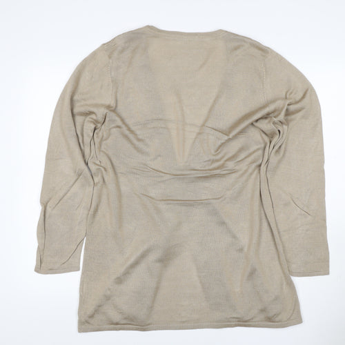 Windsmoor Women’s Beige L Open Cable-Knit V-Neck Longline Cardigan