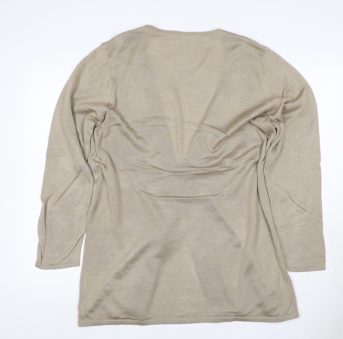 Windsmoor Women’s Beige L Open Cable-Knit V-Neck Longline Cardigan