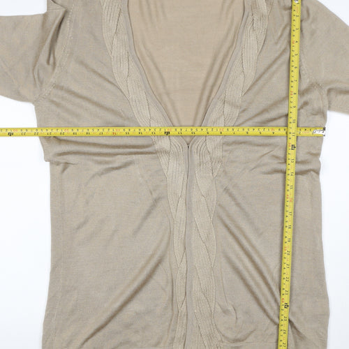 Windsmoor Women’s Beige L Open Cable-Knit V-Neck Longline Cardigan