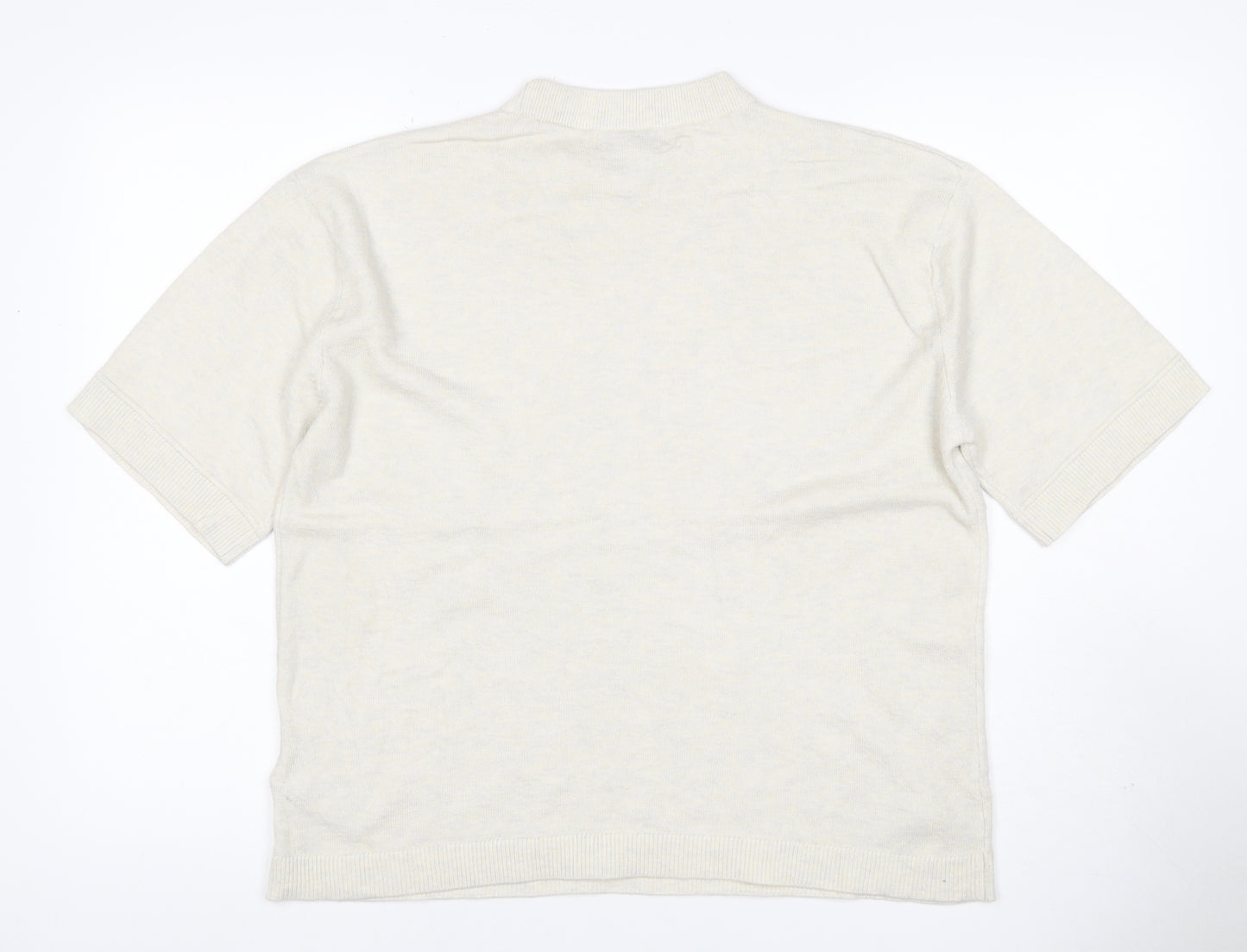 Marks and Spencer Women Ivory M Short Sleeve Crew Neck Fine Knit Jumper