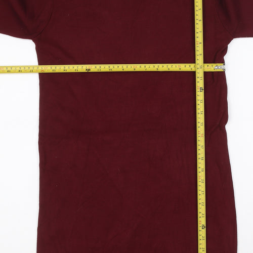 Yumi Women Red S Knit Jumper Dress Long Sleeve Tie Cuffs