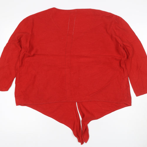 White Stuff Women Red UK 12 V-Neck Cotton Knit Pullover Jumper