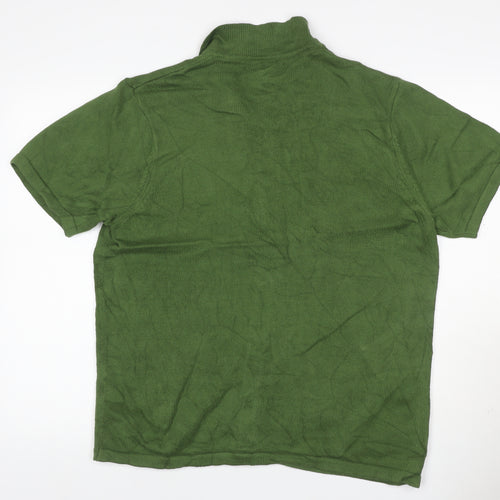 ASOS Design Men’s Green L Short Sleeve Cotton Button Cardigan Collared