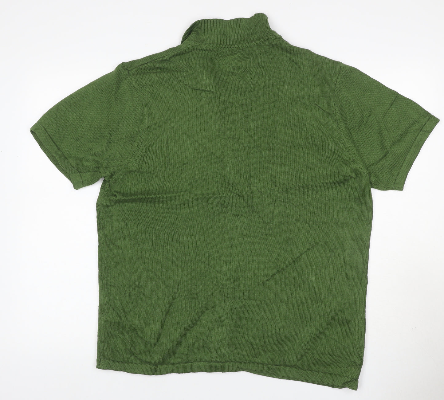 ASOS Design Men’s Green L Short Sleeve Cotton Button Cardigan Collared