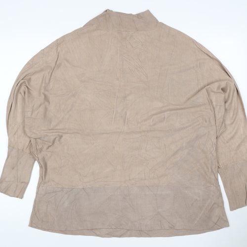 Dorothy Perkins Women Beige Petite UK 12 Mock Neck Viscose Jumper