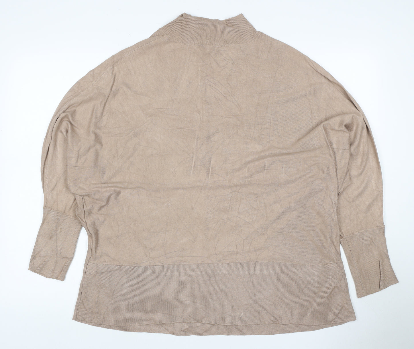Dorothy Perkins Women Beige Petite UK 12 Mock Neck Viscose Jumper